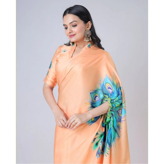 Orange Crepe Silk Saree