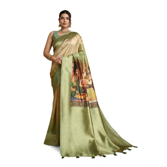 Mehendi Silk Printed Saree