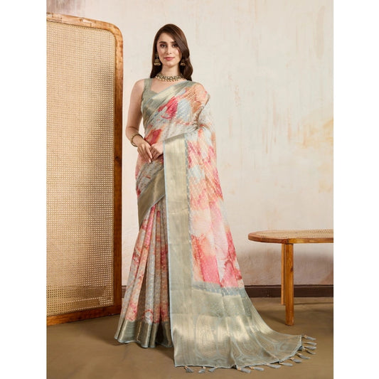 Cream Viscose Saree