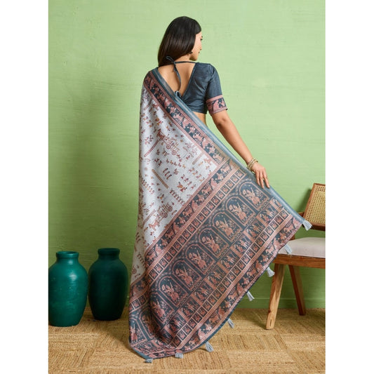Grey Silk Saree