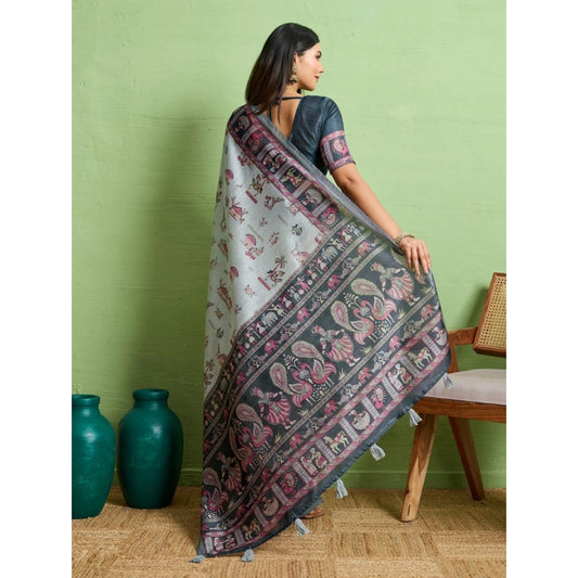 Elegant Grey Silk Saree