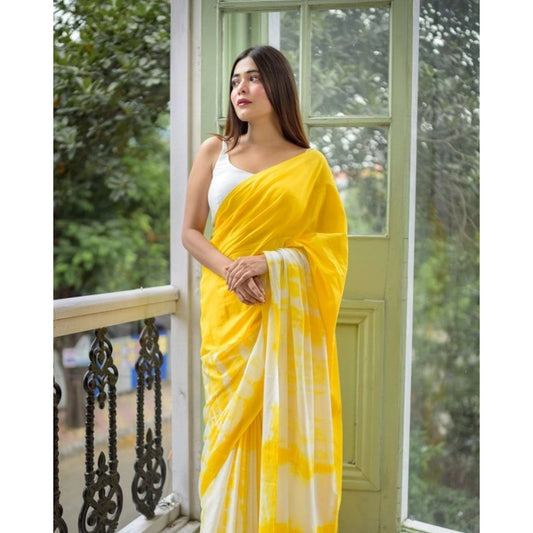Yellow Linen Saree