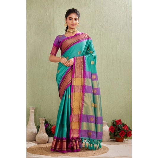 Light Blue Silk Jacquard Saree