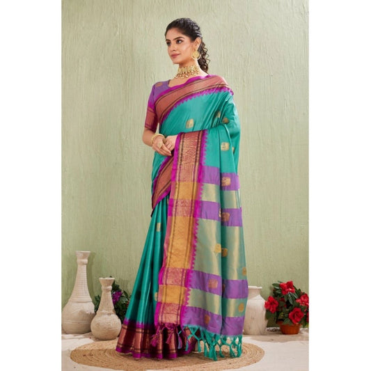 Light Blue Silk Jacquard Saree