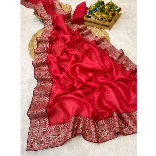 Pink Silk Embroidered Saree