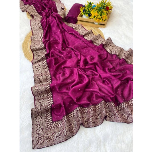 Purple Silk Embroidered Saree