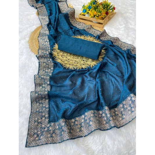 Light Green Silk Embroidered Saree