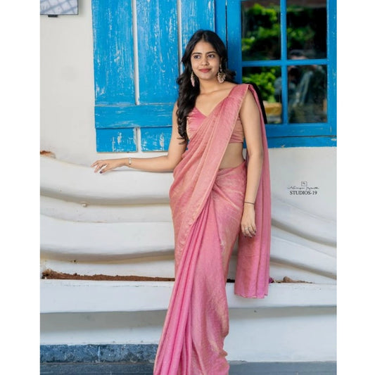 Pink Silk Embroidered Saree