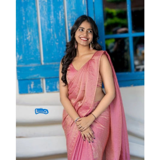 Pink Silk Embroidered Saree