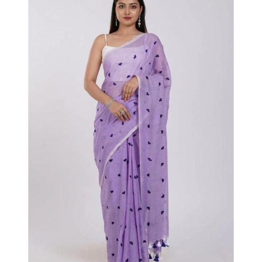 Purple Linen Printed Saree