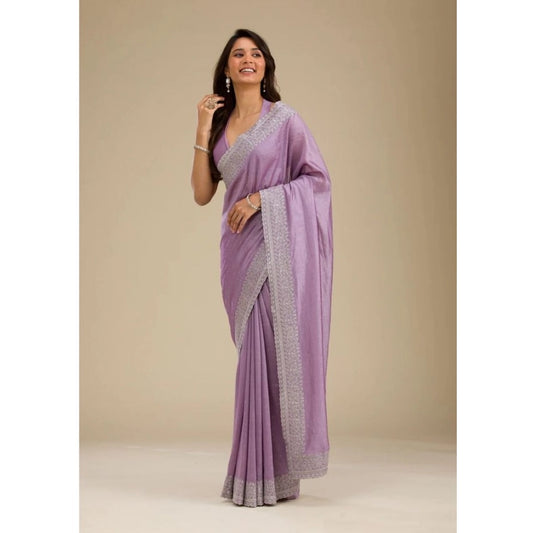 Purple Silk Embroidered Saree