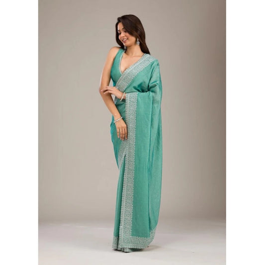 Light Green Silk Embroidered Saree