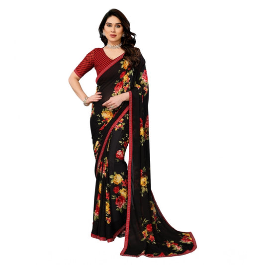 Black Georgette Printed Saree