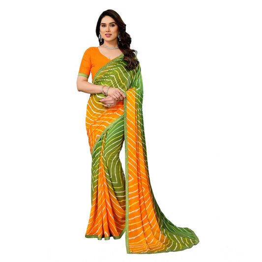 Green Georgette Printed Saree