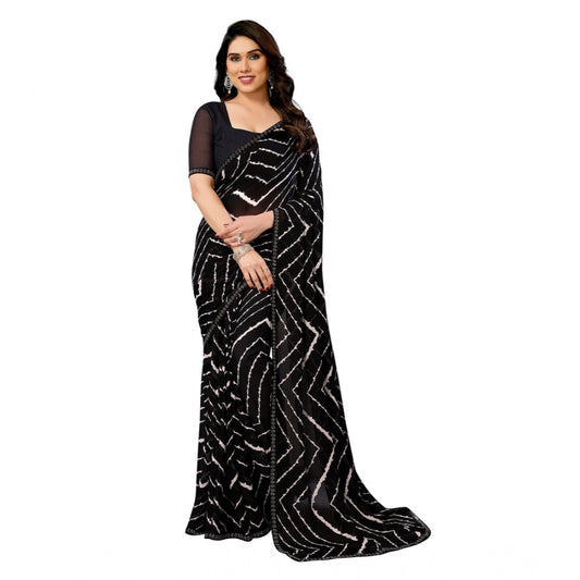 Black Georgette Printed Saree