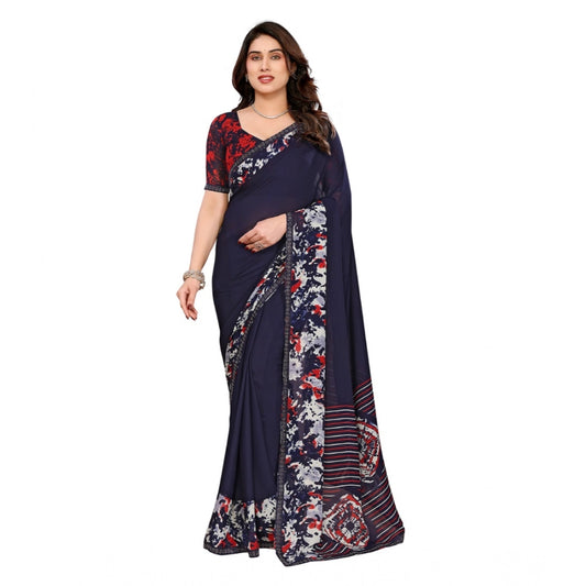 Navy Blue Georgette Saree