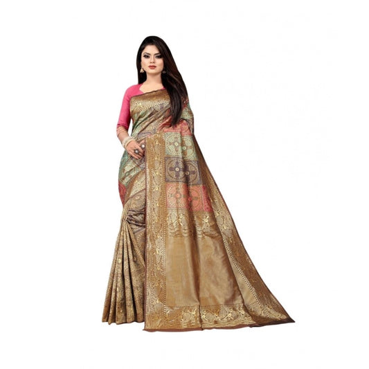 Gold Lichi Silk Saree