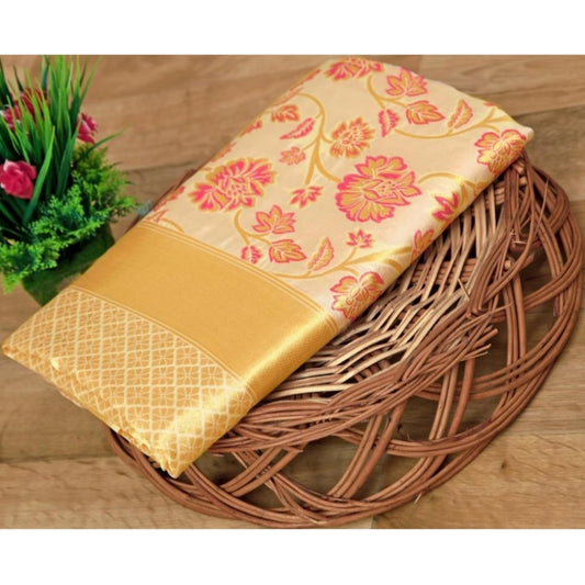 Gold Lichi Silk Saree