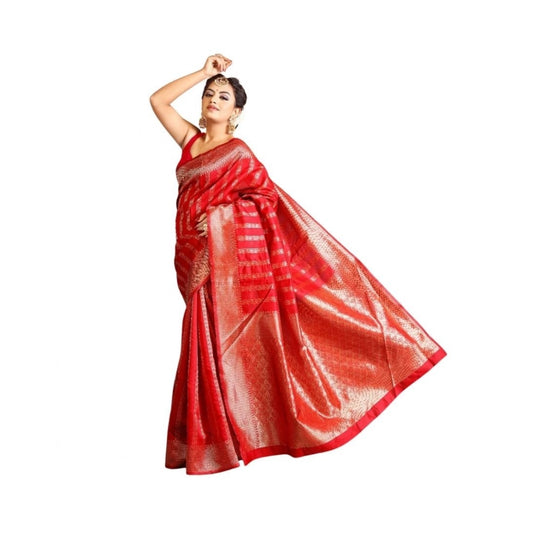Red Lichi Silk Saree