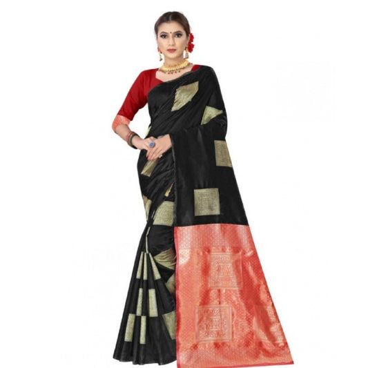 Black Lichi Silk Saree