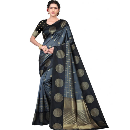 Black Lichi Silk Saree