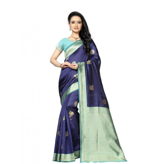 Navy Blue Lichi Saree