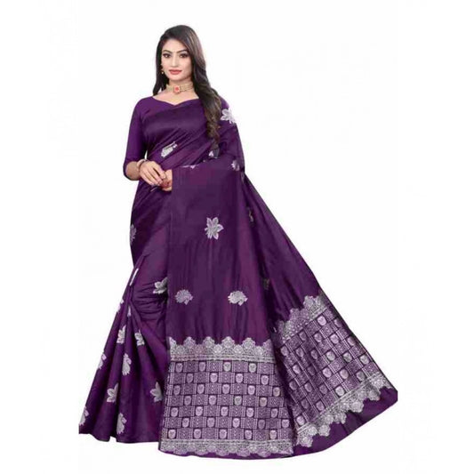 Purple Lichi Silk Saree