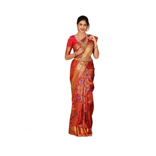 Red Lichi Silk Saree