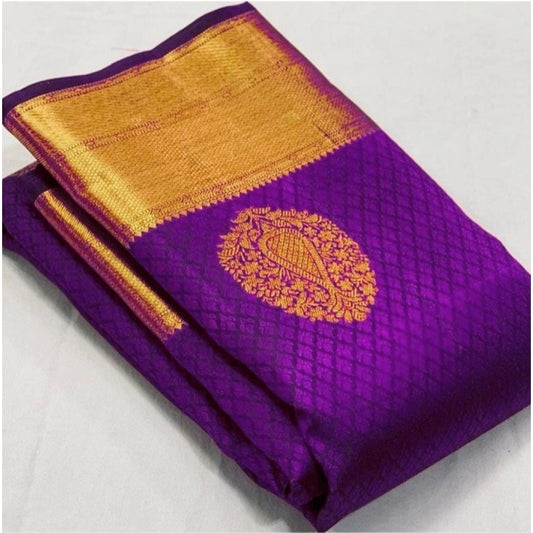 Purple Lichi Silk Saree