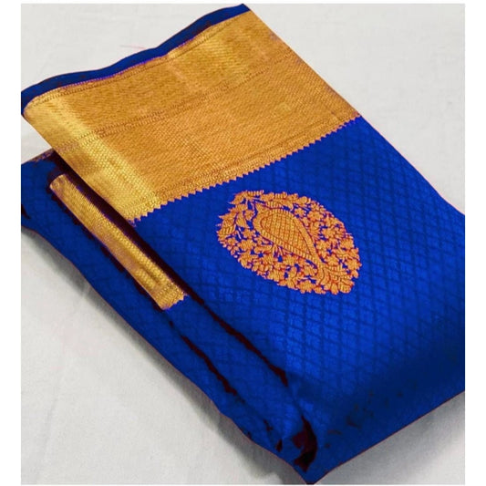Royal Blue Lichi Silk Saree