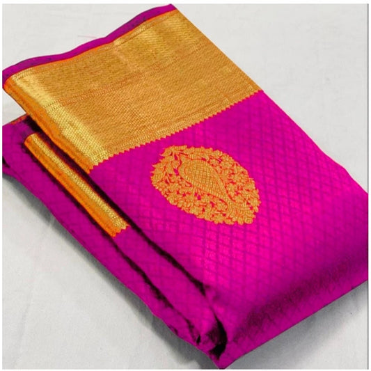 Pink Lichi Silk Saree