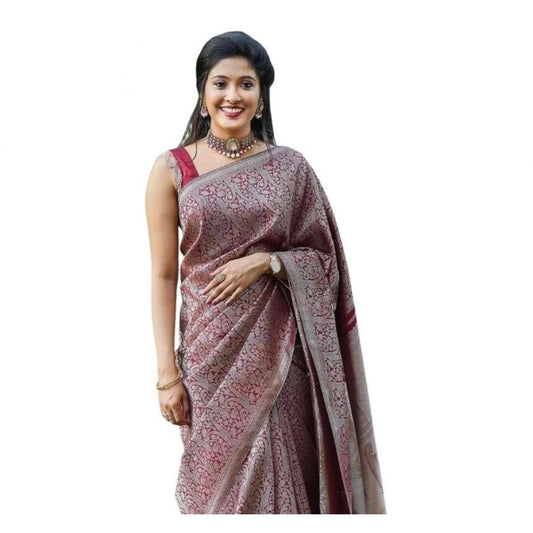 Wine Lichi Silk Saree