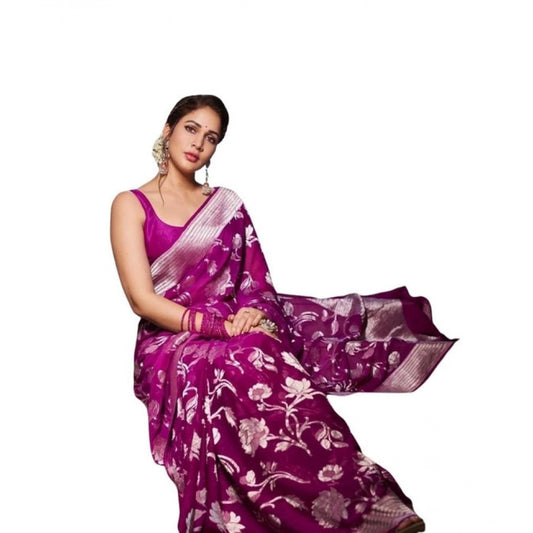 Purple Lichi Silk Saree