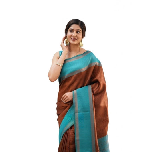 Brown Lichi Silk Saree