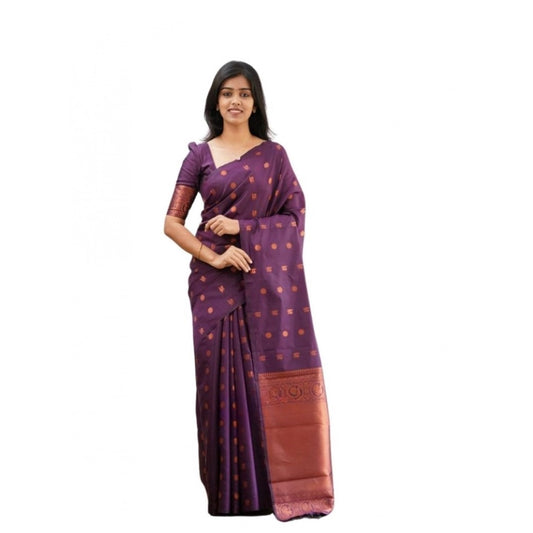 Purple Lichi Silk Saree