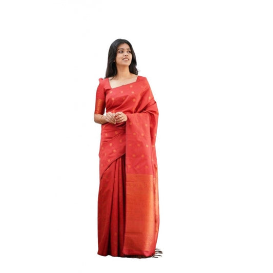 Red Lichi Silk Saree