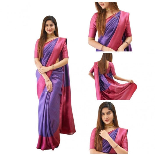 Purple Lichi Silk Saree