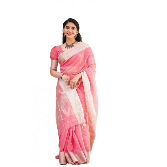 Pink Lichi Silk Saree
