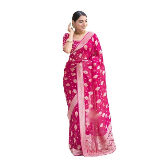 Pink Lichi Silk Saree