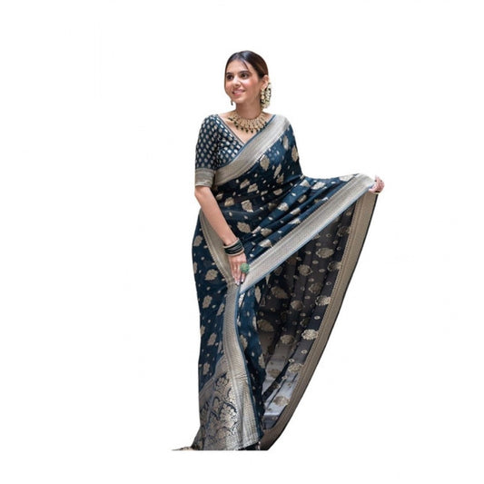 Blue Lichi Silk Saree