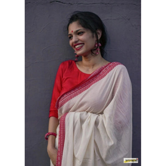 White Lilan Printed Saree