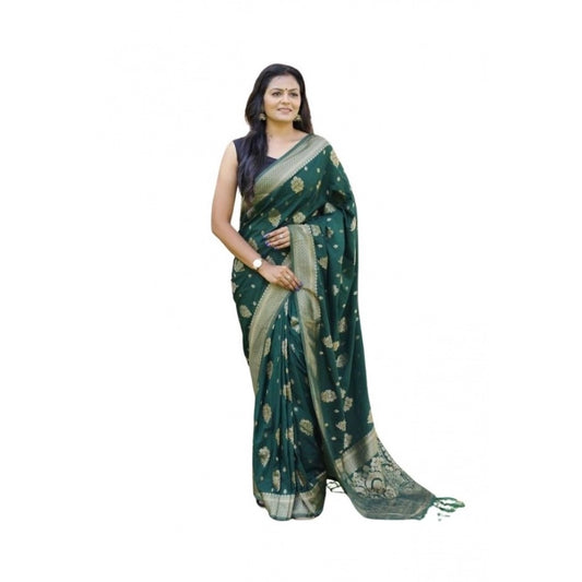Bottle Green Lichi Silk Saree