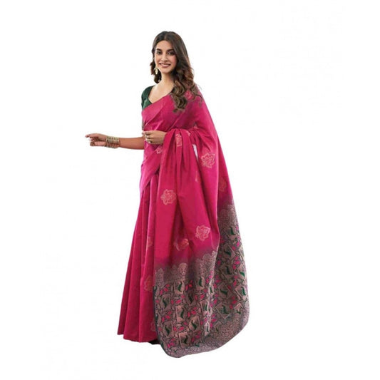 Pink Lichi Silk Saree