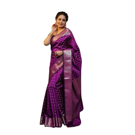 Purple Lichi Silk Saree