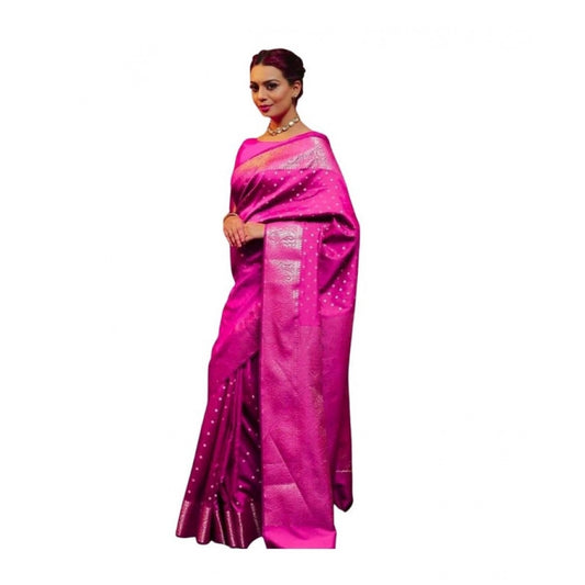 Pink Lichi Silk Saree