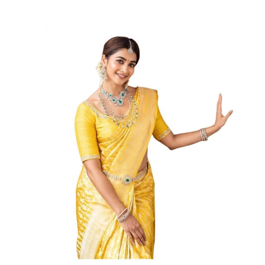 Yellow Lichi Silk Saree