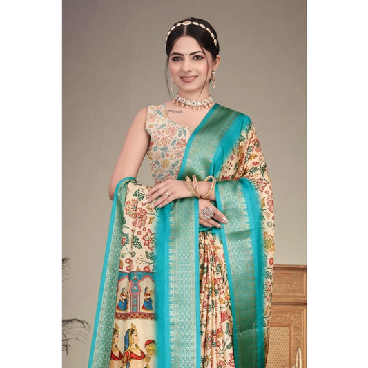 Sky Blue Cotton Silk Saree