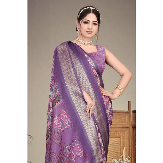 Purple Cotton Silk Saree