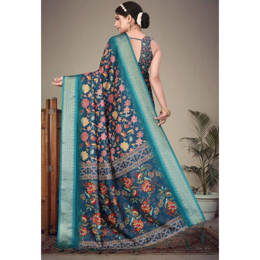 Blue Cotton Silk Saree