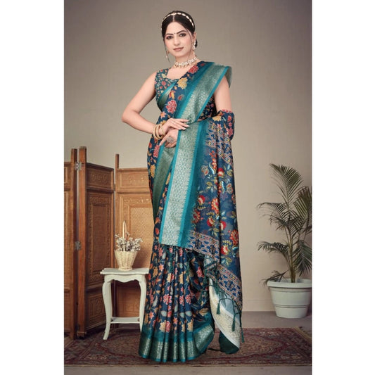 Blue Cotton Silk Saree